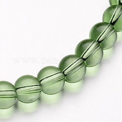 Chapelets de perles rondes en verre, vert clair, 8mm, Trou: 1mm, Environ 40 pcs/chapelet, 11 pouce