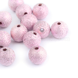 Sprühen gemalte Acrylperlen-Spitzlackiert, matte Stil, Runde, rosa, 8 mm, Bohrung: 2 mm, ca. 1900 Stk. / 500 g