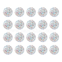 Pave disco бусины, Бусины со стразами, полимерная глина , круглые, хрусталь AB, PP13 (1.9~2 мм), 6 ряд страз, 10 мм, отверстие : 1.5 мм