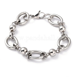 304 bracelets chaîne à maillons ronds en acier inoxydable, avec fermoir pince de homard, couleur inoxydable, 8-1/8 pouce (20.5 cm)