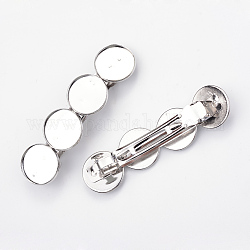 Iron Hair Barrette, French Hair Clips Findings, with Brass Tray, Platinum, Tray: 20mm, 86x22mm