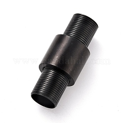 304 Stainless Steel Magnetic Clasps with Glue-in Ends, Column, Electrophoresis Black, 24mm, Hole: 6mm
