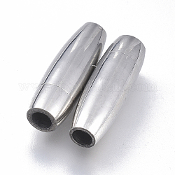304 fermoirs magnétiques en acier inoxydable avec emembouts à coller, ovale, couleur inoxydable, 19x6x6mm, Trou: 3mm