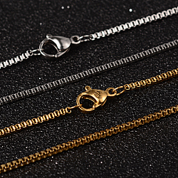 304 Stainless Steel Box Chain Necklaces, with Lobster Claw Clasps, Mixed Color, 17.7 inch(45cm), 1.5mm