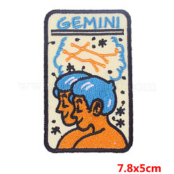 Rectangle with Constellation Computerized Embroidery Cloth Iron on/Sew on Patches, Costume Accessories, Gemini, 78x50mm