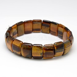 Classic Elastic Natural Gemstone Rectangle Beaded Stretch Bracelets, Inner Diameter: 2-1/4 inch~2-3/8 inch(5.6~6cm)