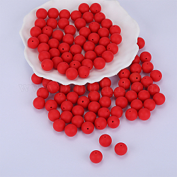 Perles focales rondes en silicone, perles à mâcher pour les jouets de dentition, Diy soins infirmiers colliers faisant, rouge, 15mm, Trou: 2mm