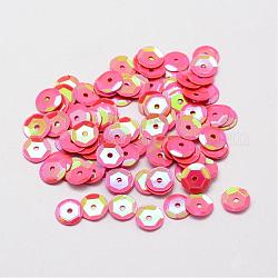 Plastic Paillette Beads, Semi-cupped Sequins Beads, Center Hole, Pale Violet Red, 8x0.5mm, Hole: 1mm
