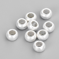 Aluminium Zwischen perlen, matte Stil, Rondell, cadmiumfrei und bleifrei, 925 Sterling versilbert, 5x3 mm, Bohrung: 2.5 mm