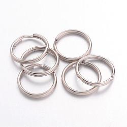 Anelli portachiavi di ferro, anelli di salto a doppio anello, platino, 16x2mm, diametro interno: 14.5mm