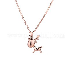 Ожерелье с кулоном в форме оленя 925 из стерлингового серебра для девочек-женщин, розовое золото 