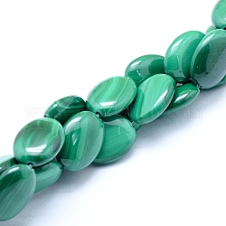 Chapelets de perles en malachite naturelle, ovale, 15.5~16x12x5mm, Trou: 0.8mm, Environ 25 pcs/chapelet, 15.75 pouce (40 cm)
