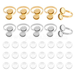 Unicraftale diy набор для изготовления колец для манжет с пустым куполом, в том числе 304 кольцо из нержавеющей стали с ободком для манжет, Кабошоны из стекла, золотые и нержавеющая сталь цвет, 34 шт / коробка