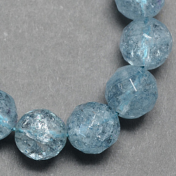 Éponge bleu brins de perles de quartz naturels, ronde à facettes, 9mm, Trou: 1mm, 42 pcs / chapelet, 14.9 pouce