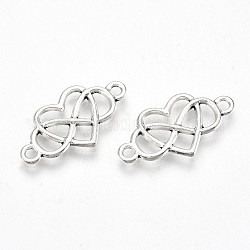 Tibetan Style Alloy Links/Connector, Lead Free & Cadmium Free, for Valentine's Day, Heart with Infinity, Antique Silver, 12.5x24x2mm, Hole: 1.8mm, about 550pcs/500g