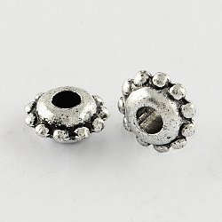Anciennes acrylique séparateurs perles, plat rond, argent antique plaqué, 8.5x4mm, Trou: 3mm, environ 4260 pcs/500 g