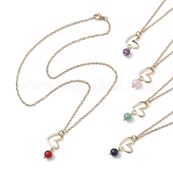 Ожерелья-подвески из натуральных смешанных драгоценных камней и сердечек с золотыми латунными цепочками, 17.76 дюйм (45.1 см)