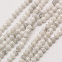 Natürliche Howlith runde Perle Stränge, 2 mm, Bohrung: 0.8 mm, ca. 184 Stk. / Strang, 16 Zoll