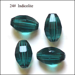 Perles d'imitation cristal autrichien, grade AAA, facette, ovale, dark cyan, 8x11mm, Trou: 0.9~1mm