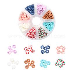 1280pcs 8 couleurs perles d'argile polymère faites à la main, disque heishi perles, couleur mixte, 6x0.5~1mm, Trou: 1.8~2mm, 160 pcs / couleur