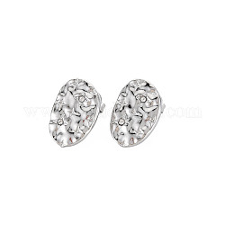 Ovale en strass de cristal avec des boucles d'oreilles étoile, 304 bijoux en acier inoxydable pour femme, couleur inoxydable, 17x12mm, pin: 0.7 mm