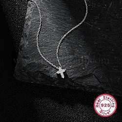 Ожерелья с крестиком и кубическим цирконием для женщин, 925 серебряное украшение с родиевым покрытием, платина, 13.39 дюйм (34 см)
