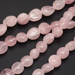 Pepite di perle di quarzo rosa madagascar naturale, pietra burrattata, 8~12x8~12x5~6mm, Foro: 1 mm, circa 33pcs/filo, 14.9 pollice