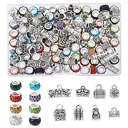 AHANDMAKER 80Pcs Alloy Beads, 8 Colors European Beads Spacer Beads with Large Hole, Beads and Links Kit for DIY Friendship Bracelets Necklace Jewelry Making