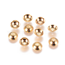 304 Stainless Steel Bead Caps, Apetalous, Half Round, Golden, 6x2mm, Hole: 0.8mm