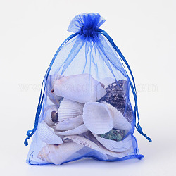 Подарочные пакеты из органзы с кулиской, мешочки для украшений, свадебная вечеринка рождественские подарочные пакеты, синие, 20x15 см