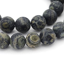 Chapelets de perles rondes en jaspe kambaba mat naturel, 10mm, Trou: 1mm, Environ 39 pcs/chapelet, 15 pouce