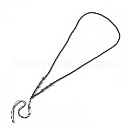 Fabbricazione di collana con perline di vetro, con filo di nylon e perline di legno, nero, 25.1 pollici ~ 25.5 pollici (64~65 cm), 3 mm