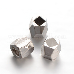 Sfaccettate colonna di ottone distanziatore perline, platino, 3x3x3mm, Foro: 1 mm