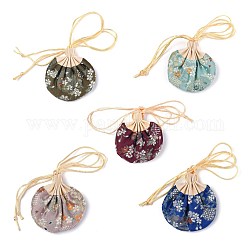 Porte-monnaie sachet de brocart chinois, sac à bijoux brodé floral avec cordon de serrage, pour femmes filles, couleur mixte, 9.2x12 cm