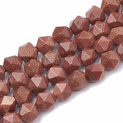 Synthetic Goldstone Beads Strands, Star Cut Round Beads, Faceted, 10x9~10mm, Hole: 1mm, about 36~38pcs/strand, 14.2~14.6 inch