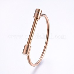 Ion Plating(IP) 304 Stainless Steel Bangles, Rose Gold, 2-1/2 inch(6.3cm)x1-7/8 inch(4.7cm), 4~9mm