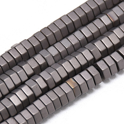 Electroplate Non-magnetic Synthetic Hematite Beads Strands, Matte Style, Hexagon, Black Plated, 6x5x2mm, Hole: 2mm, about 182pcs/strand, 16.1 inch