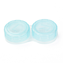 Caja de plástico pp para lentes de contacto para niña, dos tonos, cian, 27.5x56x12mm, diámetro interior: 20.5 mm