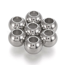 Perles en 202 acier inoxydable, avec caoutchouc à l'intérieur, perles de curseur, perles de bouchage, couleur inoxydable, 7.8x6.2mm, Trou: 3.5mm