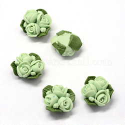 Cabochon in ceramica fatti a mano, perle di argilla porcellana, fiore, verde chiaro, 15.5~17.5x15~17x8~9mm