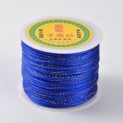 Gold Line Round String Polyester Cords, Blue, 2mm, about 109.36 yards(100m)/roll