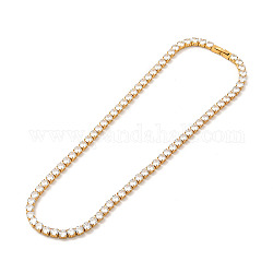 Теннисное ожерелье из прозрачного кубического циркония, 304 ожерелье из нержавеющей стали для женщин, золотые, ссылка: 5x5x4 mm, 17.72 дюйм (45 см)