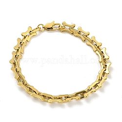 Ионное покрытие (IP) 304 браслеты-цепочки из нержавеющей стали с костяными звеньями, золотые, 8-5/8 дюйм (21.8 см)