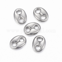 304 Stainless Steel Links connectors, Coffee Bean, Stainless Steel Color, 8.5x6.5x2mm, Hole: 2mm