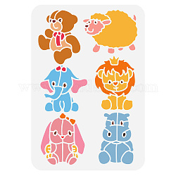 Fingerinspire animali bambola stencil 8.3x11.7 pollice riutilizzabile teddy bear elefante pecora leone ippopotamo coniglietto modello di pittura animali decorazione a tema stencil per dipingere su legno, parete e mobili