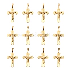 Golden 304 Stainless Steel Crucifix Cross Big Pendants for Easter, 49x33mm, Hole: 12mm