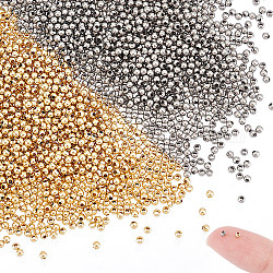 Unicraftale 2000pcs 2 couleurs 304 perles en acier inoxydable, ronde, or et acier inoxydable Couleur, 2x2mm, Trou: 0.8mm, 1000 pcs / couleur