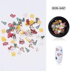Christmas Theme Paper Nail Decals Art Patch, Nail Art Sequins Decals Decoration Supplies, Mixed Shapes, Mixed Color, 3~8x2~6x0.1mm, about 50pcs/box