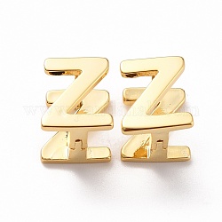 Pendientes de aro con inicial para mujer, pendientes de latón con letras doradas, letter.z, 12.5x10x10mm, pin: 0.8 mm