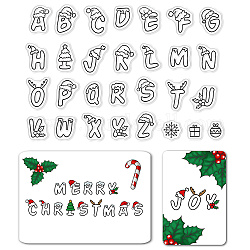 CRASPIRE Initials Silicone Clear Stamps Christmas Theme Clear Stamps A to Z Silicone Clear Stamps with Snowflake Gift Ball Pattern for Card Making Decoration and DIY Scrapbooking